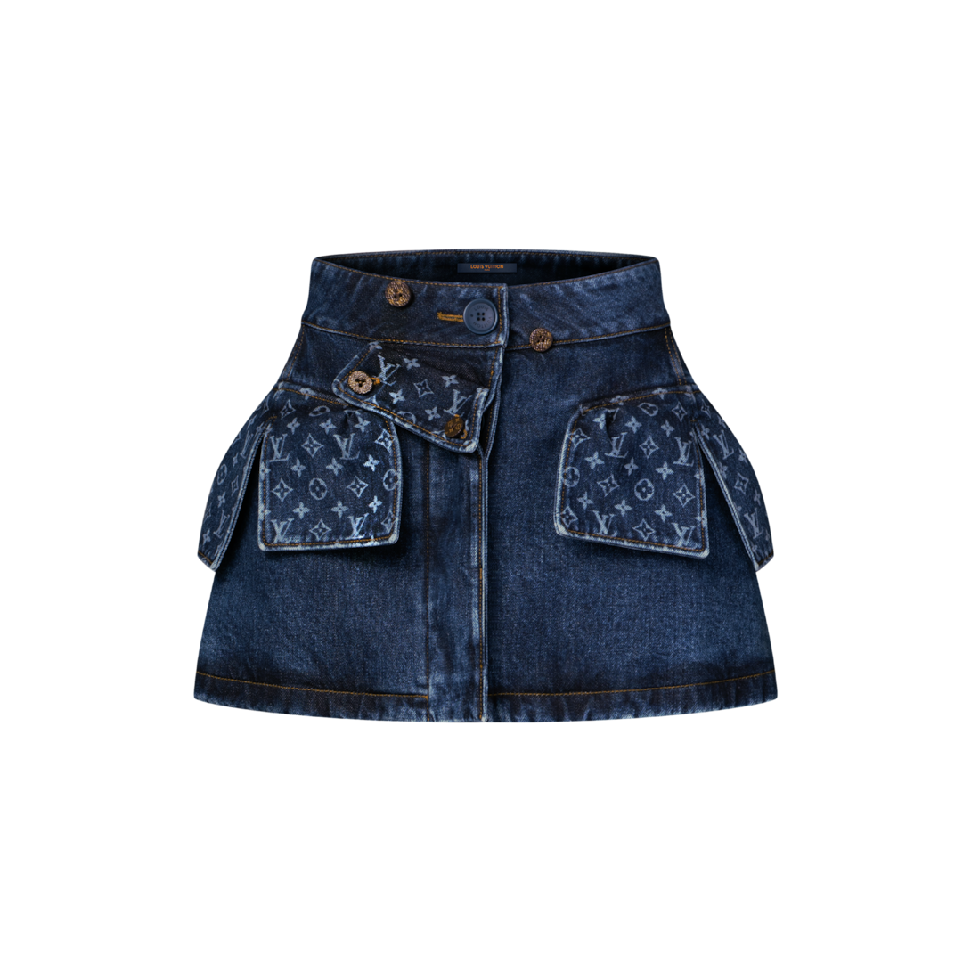 Monogram Accent Raw Denim Mini Skirt - Ready-to-Wear | LOUIS VUITTON